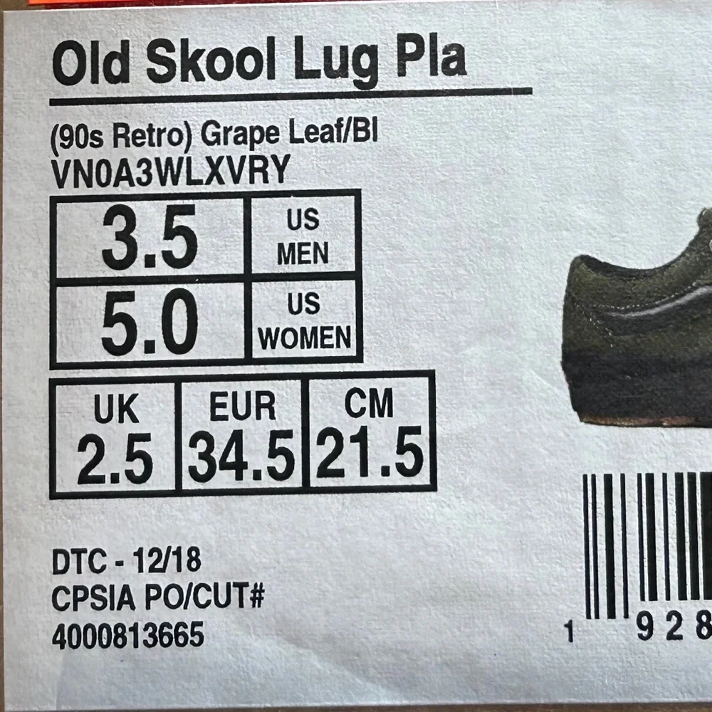 Vans Old Skool Lug Platform 90s‎ Retro Grape Leaf Black Shoes
